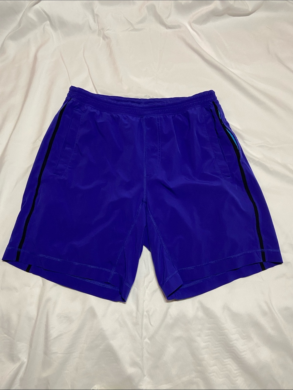 lululemon athletica Men's Electric Blue Athletic Shorts with Black Stripe